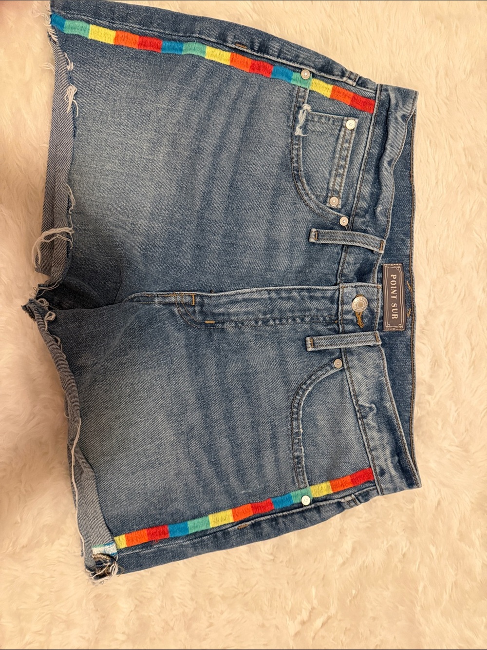 J Crew x Point Sur Rainbow Trim Cutoffs
